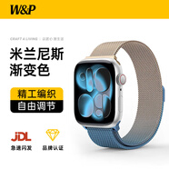 W&P適用蘋(píng)果手表表帶apple watch ultra3/2漸變米蘭尼斯不銹鋼金屬表帶iwatch S11/10/9/8/SE3 金藍49
