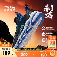 安踏兒童運(yùn)動鞋男女童跑步鞋秋季網(wǎng)面透氣旋鈕扣犟彈科技學(xué)生赤焰跑鞋 【男革面】黑/藍(lán)/綠5523N-2 37 腳長約23.5cm