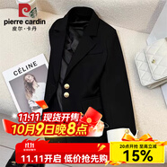 皮爾卡丹（pierre cardin）2025春裝新款設計感薄荷綠西裝外套女韓系洋氣休閑小西服 2025黑色 常規 XL 建議125-150斤