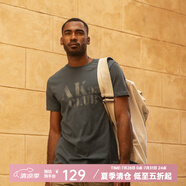 AKSERIESAK男裝復(fù)古AK字母經(jīng)典暈染印花親膚舒適圓領(lǐng)休閑短袖T恤男1700083 青灰 L