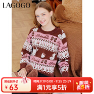 lagogo【抗起球】圓領(lǐng)套頭甜美軟糯針織衫女拉谷谷秋冬高級感毛衣 混色(Y0) L 165/40