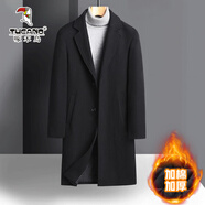 啄木鳥羊毛呢大衣男中長款冬季加厚保暖輕商務(wù)休閑男裝新款時尚呢子大衣 8711黑色(款) 加厚 XL