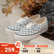 VANS范斯官方 Authentic 44 DX奶藍棋盤格安納海姆男女帆布鞋低幫 藍白棋盤格 35