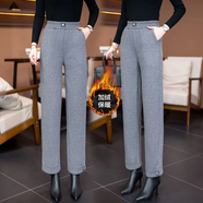 【冬季爆款】25年爆款毛呢加絨高腰闊腿直筒褲 遮肉顯瘦時(shí)尚減齡 淺灰色 【加絨加厚款】 2XL 【建議125-140斤】
