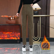 祺歌加絨加厚休閑褲2025新款秋冬顯瘦時(shí)尚哈倫褲褲寬松潮流保暖小腳褲 魔咖色-冬款 【加絨】 5XL 建議 145-160斤