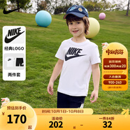 NIKE 3BRAND耐克男女童純棉短袖T恤+短褲2件套裝夏季新款兒童短袖套裝 正黑色 130 /64 【建議身高116-122cm】