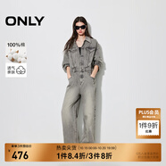 ONLY秋季復(fù)古水洗直筒褲連體長(zhǎng)褲牛仔褲女|124464001 J08 淺牛仔灰 L (170) 72A