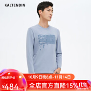 KALTENDIN LIFE【云感柔軟】卡爾丹頓男士長袖T恤秋冬內(nèi)搭親膚彈圓領(lǐng)休閑打底衫 藍(lán)色N1 L 175/96A 70-75kg
