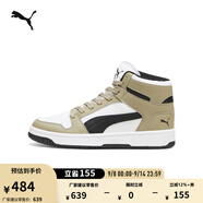 彪馬（PUMA）經(jīng)典復古籃球風熊貓配色中幫板鞋男女REBOUND MID369573 橡樹棕-黑色-白-50 41