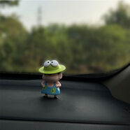 麗田蠟筆小新胖虎車載擺件飾品汽車中控臺(tái)副駕駛新款奔馳特斯拉裝飾 掐腰連衣裙小新送無痕膠約12cm