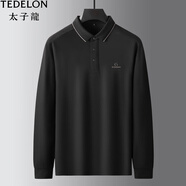 太子龍（TEDELON）高端男士POLO衫男加肥加大碼長(cháng)袖T恤春秋季打底衫中老年爸爸上衣t 黑色 XL