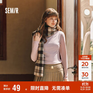 森馬（Semir）長(zhǎng)袖T恤女半高領(lǐng)吸濕發(fā)熱抗菌2024冬緊身抓絨打底衫109724101001
