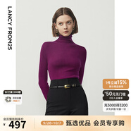 朗姿【秀款 明星同款】純羊毛無縫針織衫上衣內(nèi)搭打底衫曠野美拉德女 紫紅色 XL