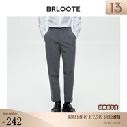 巴魯特（Brloote）質(zhì)感光澤九分褲男彈力時尚豎條挺闊休閑褲秋冬 灰色 190/100A