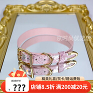 詩筠chocker項圈男配飾女刻字定制皮革頸帶鈴鐺骨頭掛件朋克風(fēng)項鏈 糖果粉蛇紋項圈+牽引