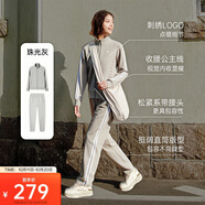 安踏易打理套裝丨立領(lǐng)針織外套長褲女款秋季運動上衣直筒褲兩件套