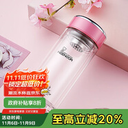 希諾雙層玻璃杯家用辦公水杯女高顏值過濾泡茶杯子XN-9330粉色 200mL