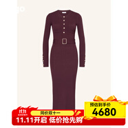 Reiss女士連衣裙顯瘦彈力針織修身通勤聚會(huì)長(zhǎng)裙簡(jiǎn)約 Dark Red 均碼 |S