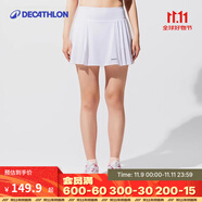 迪卡儂運(yùn)動短裙羽毛球裙網(wǎng)球裙女裙褲半身裙百褶裙 輕羽白短裙 L