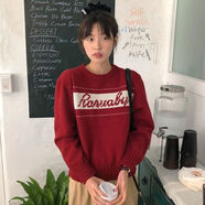 女裝beginning字母圓領(lǐng)毛衣女 秋冬學(xué)院風(fēng)休閑針織衫 紅色韓國代購需預定 均碼