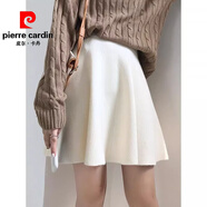 皮爾卡丹（pierre cardin）高腰針織百褶傘裙毛線(xiàn)蓬蓬短裙2025新款秋冬韓版松緊女a(chǎn)字半身裙 白色 均碼 建議80-150