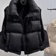 優(yōu)諾羽成人羽絨服坎肩女馬甲白鴨絨立領(lǐng)秋冬季新加厚小短款寬松背心外套 黑色 M 【建議體重125-145斤】