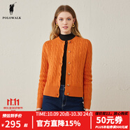 POLOWALK女士羊毛衫2023秋冬圓領(lǐng)開衫100%羊毛保暖舒適毛衣外套七夕情人節(jié) 桔色 S (155)