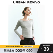 UR秋季新款女裝蕾絲花邊打底外穿修身長(cháng)袖T恤UYY440035 花灰 S