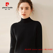 皮爾卡丹（pierre cardin）品牌高檔輕奢100純山羊絨衫女士半高領寬松加厚毛衣2025秋冬季針 品牌高端新品-黑色 M 【90-100斤】
