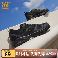 361°運動鞋男鞋秋季透氣網面跑鞋黑色通勤輕質戶外慢跑步鞋 曜石黑/皇冠金 42