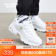斯凱奇（Skechers）小白熊丨老爹鞋增高復古小白鞋男鞋潮流休閑百搭運動(dòng)鞋 女-奶白色/金色/WGD 39