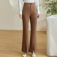 米思陽(yáng)新款開(kāi)叉高腰休閑褲小個(gè)子九分顯瘦微喇叭褲5M24CH1905 咖色 S