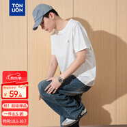 唐獅（TonLion）2025夏男圓領(lǐng)左胸印花短袖T恤 漂白  M 