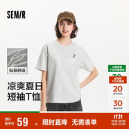 森馬（Semir）【多彩涼感T】短袖t恤女夏中長(zhǎng)款寬松舒適刺繡上衣109324100007