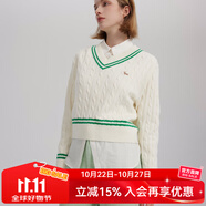 ELAND衣戀糖果色V領(lǐng)針織衫寬松短款套頭學(xué)院風(fēng)撞色毛衣女 象牙白/白色(39)Ivory M