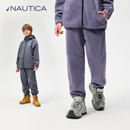 NAUTICA諾帝卡童裝 男童女童抓絨針織兒童長(cháng)褲秋冬季男大童加絨褲子衣服 紫色 160