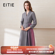 愛特愛（EITIE）春季新款商場同款翻領(lǐng)收腰顯瘦七分袖撞色裙擺時尚連衣裙6507255 碳灰53 L 165