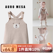 Auro Mesa嬰兒針織背帶褲可愛狐貍連體褲ins風(fēng)韓版春秋寶寶萌娃吊帶短褲 小熊背帶褲 80cm/9-12M