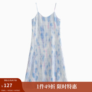 茵曼（INMAN）波西米亞吊帶油畫連衣裙女2025夏季新款度假裙子 藍色 L