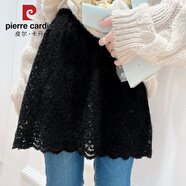 皮爾卡丹蕾絲屁簾短裙女胖妹妹300斤秋冬大碼洋氣減齡疊穿高腰A字半身裙潮 黑色 L 140-190斤