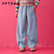 巴巴小鎮（PPTOWN）女童加絨加厚褲子冬裝2025新款洋氣兒童休閑褲中大童衛褲 14324海鹽藍 140