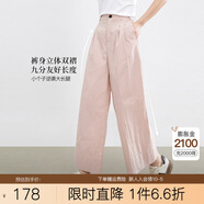 熙世界sllsky九分闊腿褲2025夏季薄款小個子寬松休閑通勤直筒白色褲子 櫻花粉色 M