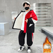 G.duck品牌童裝男童秋裝套裝春秋款兒童外套5-14歲男孩秋季兩件套中大童 MYSL-8870加絨加厚保暖冬裝 紅色 加絨 160