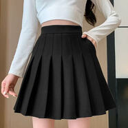 胖MM大碼毛呢半身裙女秋冬新款高腰顯瘦減齡學(xué)院風(fēng)百褶裙加厚冬裙 黑色高質(zhì)量【常規口袋松緊腰帶打底褲】 L  建議【105-115斤】