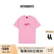 VETEMENTS夏季潮流西瓜T 全棉短袖圓領(lǐng)寬松休閑簡(jiǎn)約情侶款高街西瓜T恤2025 粉紅 L