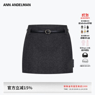 ANN ANDELMAN官方直營(yíng)秋季半身裙女新款包臀修身直筒腰帶毛呢短裙 黑色 M
