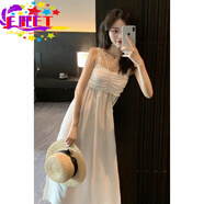 EPET2025春夏新款港味復古抹胸吊帶連衣裙女韓版收腰顯瘦氣質(zhì)百搭長(cháng)裙 白色 M 95-105斤