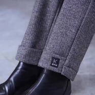 恒源祥毛呢直筒褲子女秋冬休閑九分褲2025新款高腰垂感加絨加厚闊腿褲女 淺灰色【不加絨】 XL 建議110-125斤