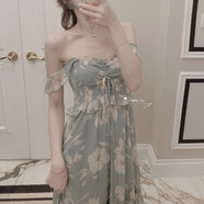 鷺枕（LUZHEN）新款雪紡裙女學(xué)生韓版春夏荷葉邊吊帶裙加ins超仙 清水綠 S 【80-95斤】