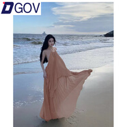 DGOV超仙海邊度假連衣裙露背長(cháng)裙氛圍拍照女神穿搭性感仙氣套裝裙 少女粉 S